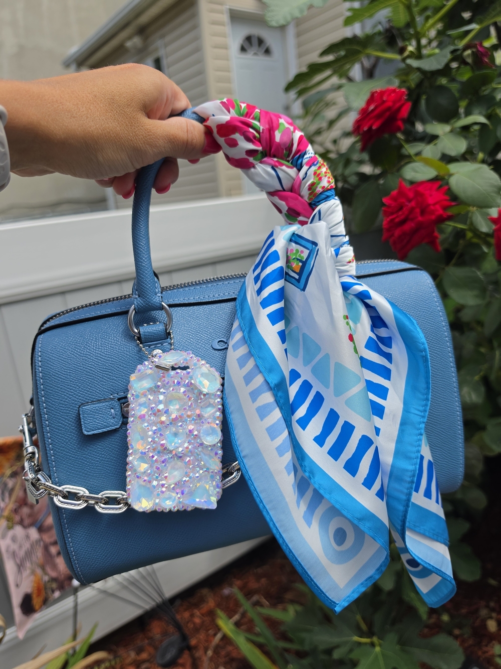 White Iridescent Rhinestone Hangtag